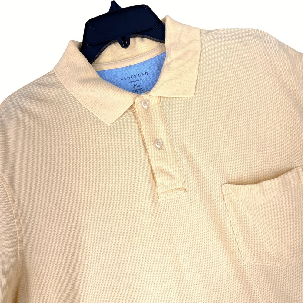 Lands End Traditional Fit Mesh Knit Polo Shirt XL Men Preppy Business Casual
